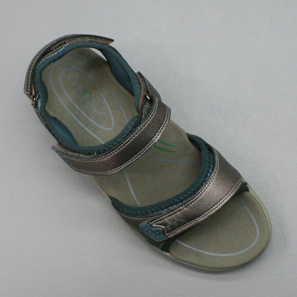 Orthofeet Ladies 7.5 2E Extra Wide Malibu Pewter Two-Way Strap Shoes Sandals 967 - Picture 8 of 12